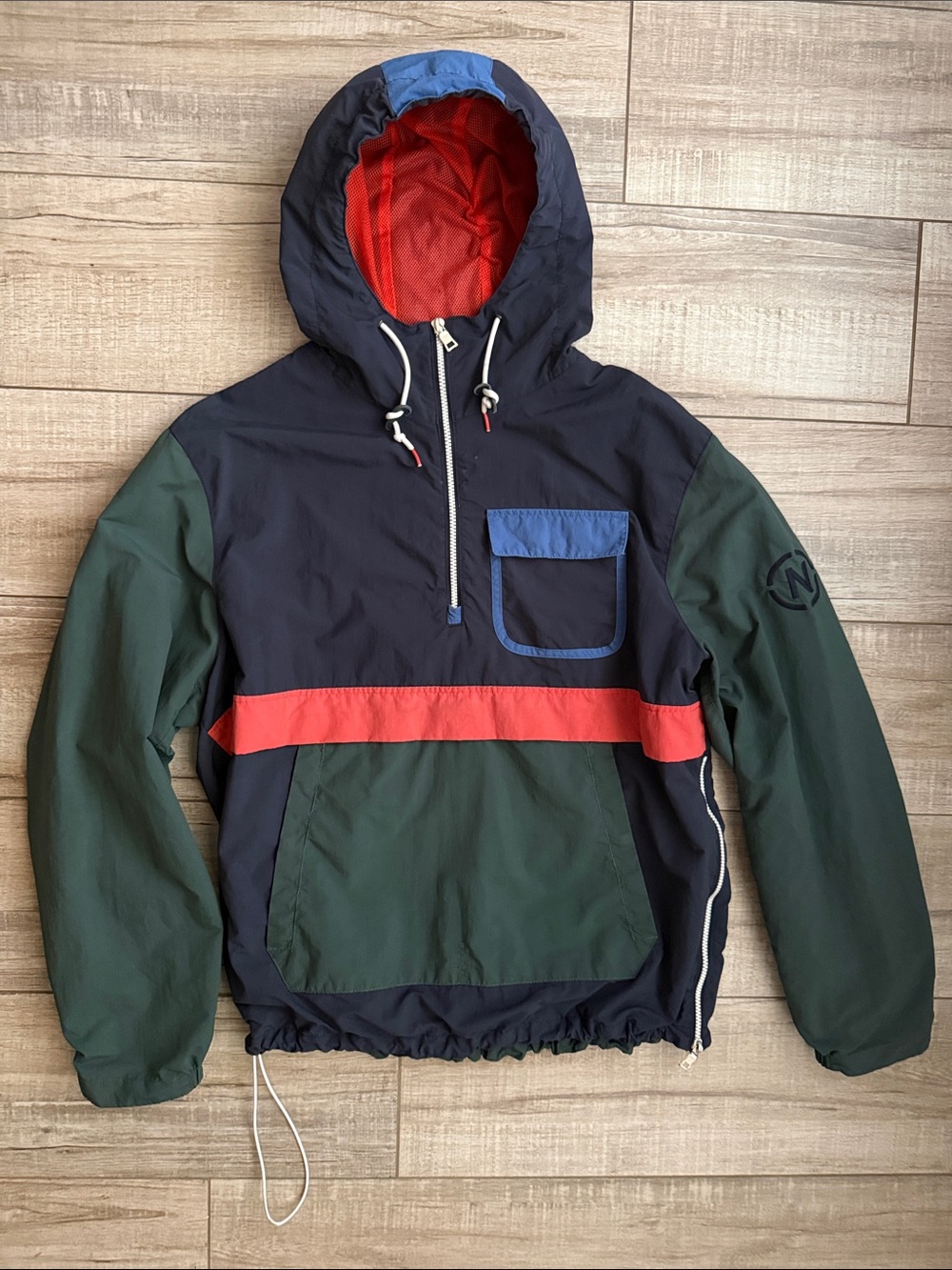Nautica Jeans Co Rare Colorway Colorblock Half Zip Anorak Windbreaker Large